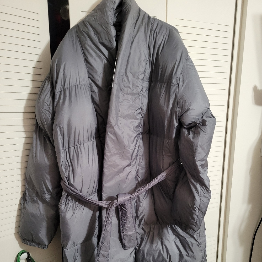 Plus Charcoal Grey Collar Puffer Maxi Coat
